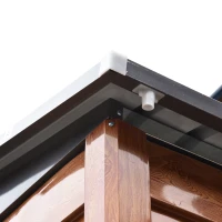 Magazie de grădină robuste din oțel cu uși glisante, efect lemn, 197,5 x 160 x 178‑201 cm – depozitare unelte & scule(m-14)