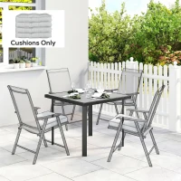 Outsunny Set of 4 Garden Seat Cushion with Ties, 42 x 42cm Replacement Dining Chair Seat Pad, Light Grey(m-8)