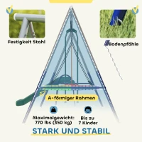 AIYAPLAY 5 in 1 Schaukelgestell mit Rutsche höhenverstellbar Schaukelgerüst mit Nestschaukel 382x196 x203 cm Mehrfarbig(m-5)