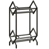 HOMCOM 50 CD Storage Rack, 2-Tier Metal CD Storage Unit, Free Standing, Easy to Assemble, Black(m-1)