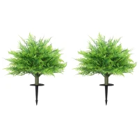 HOMCOM Touffes de fougère de Boston artificielles résistantes aux UV, plantes artificielles avec piquets, lot de 2, 60 cm pour jardin, véranda(m-7)