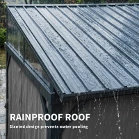 Outsunny 4.3 x 3 m Garden Pergola with Galvanised Steel Roof, Lean to Pergola Gazebo with Netting Curtains, Dark Grey(m-5)