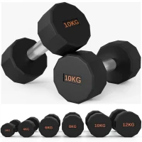 SPORTNOW Dumbbells Weights Set with 12-Sided Shape and Non-Slip Grip for Men Women Home Gym Workout, 2 x 10kg(m-10)