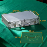 SPORTNOW Set gettoni da poker in valigetta con dadi e Dealer Button, 2 mazzi di carte, 29,5x22,5x6,5 cm, Argento(m-3)