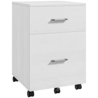 HOMCOM Caisson de Bureau 2 Tiroirs Roulettes Meuble Classeur Mobile pour Dossiers A4 ou Format Lettre 39,5x39x58,5 cm Blanc(m-7)