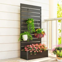 Outsunny Fioriera rialzata con graticcio 64 L in composito legno-plastica e alluminio(m-5)