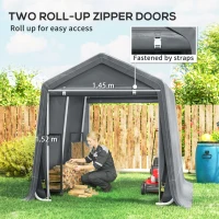Outsunny 8 x 6.5 ft Outdoor Garden Storage Shed, Waterproof Bike Tent w/ Double Roll-up Zipper Door for Garden Tools, Dark Grey(m-5)