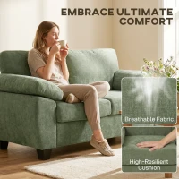 HOMCOM 2 Seater Sofa, 156cm Chenille Loveseat Sofa, Dark Green(m-4)