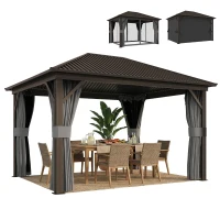 Outsunny 3.6 x 3 m Aluminium Hardtop Gazebo, with Accessories - Dark Grey(m-10)