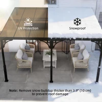 Outsunny 4 x 3 m Metal Lean-to Pergola, Wall-Mounted Garden Pergola with Polycarbonate Roof and Metal-Aluminium Frame, Heavy Duty Hardtop Gazebo for Outdoor Patios, BBQ, Brown(m-5)