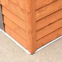 Magazie de grădină robuste din oțel cu uși glisante, efect lemn, 197,5 x 160 x 178‑201 cm – depozitare unelte & scule(m-12)