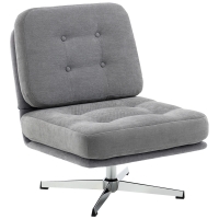 HOMCOM Scaun de accent rotativ, fotoliu de lectură căptușit cu chenille, șezut lat, șezut cu arcuri și picioare metalice, Gri deschis