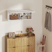 HOMCOM Armadio sospeso per bagno, mobile pensile contenitore con porta a cerniera, 80x25x30 cm, bianco(m-4)