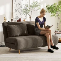 HOMCOM Divano letto con schienale regolabile in 3 posizioni, ciniglia a coste e fino a 120 kg, 141x90x81 cm, Marrone scuro(m-2)