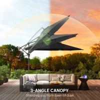 Outsunny 3 m Overhanging Cantilever Parasol, with Cross Base - Black(m-6)
