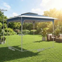 Outsunny 3.5 x 3.5 m Pop Up Gazebo with One-Push Setup, UPF50+ Double Tier Garden Party Tent Marquee with Carry Bag, Blue(m-3)