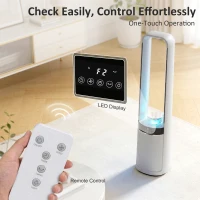HOMCOM Bladeless Tower Fan, 36dB Standing Cooling Fan with 45° Oscillating, LED Lights, 3 Speeds, 12H Timer, Remote Control(m-7)