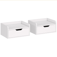HOMCOM Set da 2 Comodini da Parete, Comodini Sospesi con Cassetto e Piano in Effetto Legno, 40x30x19,5 cm, Bianco