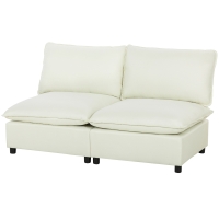 HOMCOM Canapé 2 places modulable, canapé de salon moderne 146 cm sans accoudoirs avec assise large, coussins épais, crème