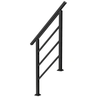 Outsunny Balustradă pentru scări 95 cm Mână curentă pentru scări cu kit de instalare Unghi reglabil pentru 1-3 trepte Negru(m-1)