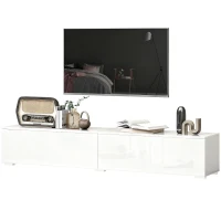 HOMCOM Meuble TV suspendu jusqu'à 190.5 cm avec portes à pression, 180x33x30 cm, Blanc laqué(m-1)