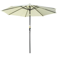 Outsunny Sombrilla de Jardín Ø295x250 cm con Manivela Parasol Exterior con Mecanismo de Inclinación y Poste Desmontable Beige(m-11)