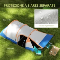 Outsunny Tenda da Campeggio Impermeabile con 2 Aree e 3 Ingressi, Poliestere e Fibra di Vetro, 420x200x150 cm, Arancione(m-4)
