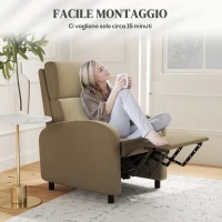 HOMCOM Poltrona Relax Reclinabile Manualmente a 160° con Poggiapiedi in Tessuto, Beige(m-7)
