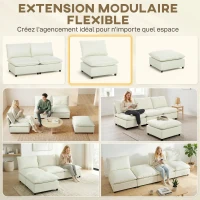 HOMCOM Fauteuil de salon, canapé 1 place moderne sans accoudoirs avec assise large, coussins épais, 146x85x78cm, crème(m-4)