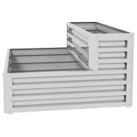 Outsunny Jardinera Exterior de Acero Galvanizado con Diseño de Escalera Base Abierta para Cultivos Plantas 120x101x58 cm Plata(m-9)