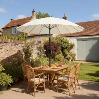 Outsunny 2 m Shanghai Garden Parasol Umbrella with 16 Fibreglass Ribs, Outdoor Parasol Sun Shade with Crank & Tilt, Cream White(m-2)