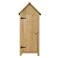 Outsunny Magazie de Scule de Gradina din Lemn Impermeabila cu Usi si Rafturi, 77.5x54.2x179.5 cm(m-16)