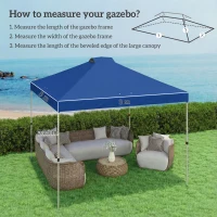 Outsunny Gazebo Roof Replacement UV50+ Waterproof Pop Up Canopy Cover with 8 Drainage Holes 3 x 3 m Blue(m-3)