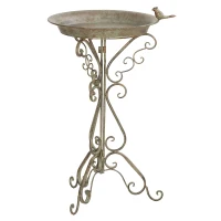 Outsunny Fântână pentru păsări cu statuetă de pasăre și suport decorativ, bol vintage pentru grădină, Verde(m-6)