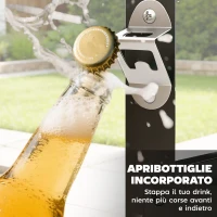 Outsunny Carrello per Barbecue con Piano in Acciaio Inox, 4 Ganci a S, Maniglia e Apribottiglie, 82x55x79 cm, Nero(m-7)