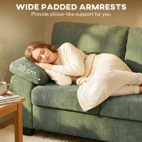 HOMCOM 2 Seater Sofa, 156cm Chenille Loveseat Sofa, Dark Green(m-6)