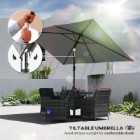 Outsunny Garden Parasol, Parasol Umbrella with Crank Handle, Tilt Function, Polyester Canopy, Light Grey(m-4)