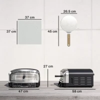 Outsunny Outdoor Pizza Oven Dual Heat Control 6 Presets Electric Pizza Maker with 37 cm Stone and Peel(m-3)