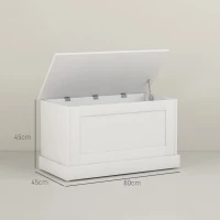 HOMCOM Cassapanca contenitore con porta giochi e cerniera di sicurezza per soggiorno, in legno, 80x40x45 cm, bianco(m-3)