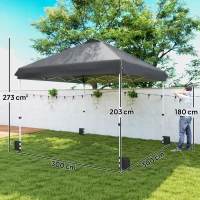 Outsunny 3 x 3 m Pop Up Gazebo with Wheels, UPF50+ One-Touch Outdoor Garden Party Tent Marquee Wedding Awning Canopy, Dark Grey(m-3)