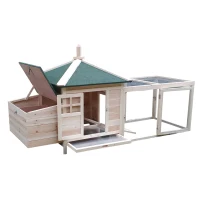 PawHut cuibar cu zona pentru alergat, lemn 196x76x97cm(m-12)