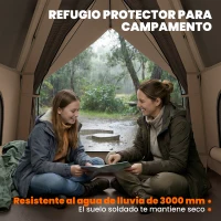 Outsunny Tienda de Campaña Pop-up para 2-3 Personas Plegable Impermeable 3000 mm con Bolsa de Transporte 235x235x184 cm Caqui(m-6)