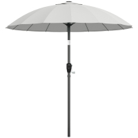 Outsunny Shanghai Parasol 16-Rib Crank Tilt Light Grey