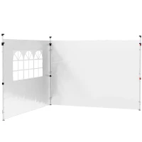 Outsunny Panouri laterale pentru tonelă 3 x 3 m set de 2 cu fereastră material Oxford alb(m-7)