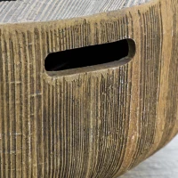 Outsunny Outdoor Fire Pit, 61.5 cm Metal Wood Burning Fireplace with Spark Cover, Poker, Woodgrain Design(m-7)