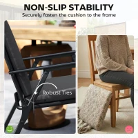 Outsunny Outdoor Seat Cushions Set of 2 with Ties, Waterproof Garden Seat Pads, Dark Grey(m-6)