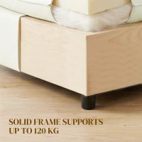 HOMCOM Voetenbank Moderne Stoffen Ottoman met Kunststof Poten voor Woonkamer en Slaapkamer, 75 cm, Crèmewit(m-7)