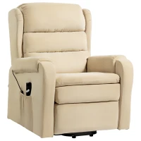 HOMCOM Poltrona Alzapersona Reclinabile a 160° con Poggiapiedi e Telecomando, in Velluto, 85x88x109 cm, Crema(m-1)