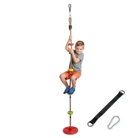 AIYAPLAY Corde d'escalade de jardin pour enfants avec marches et siège disque, en HDPE et PE, Rouge(m-6)