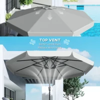 Outsunny 3 m Garden Parasol with Tilt Mechanism & Crank Handle, UPF 30+ Patio Umbrella Outdoor Table Umbrella, Light Grey(m-8)